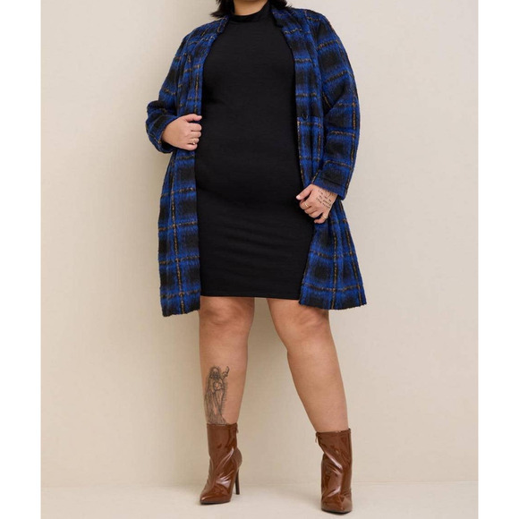 NEW TORRID Dress Mock Neck Plus Size‎ 2X Mini Jersey Long Sleeve Bodycon Black - Picture 3 of 7